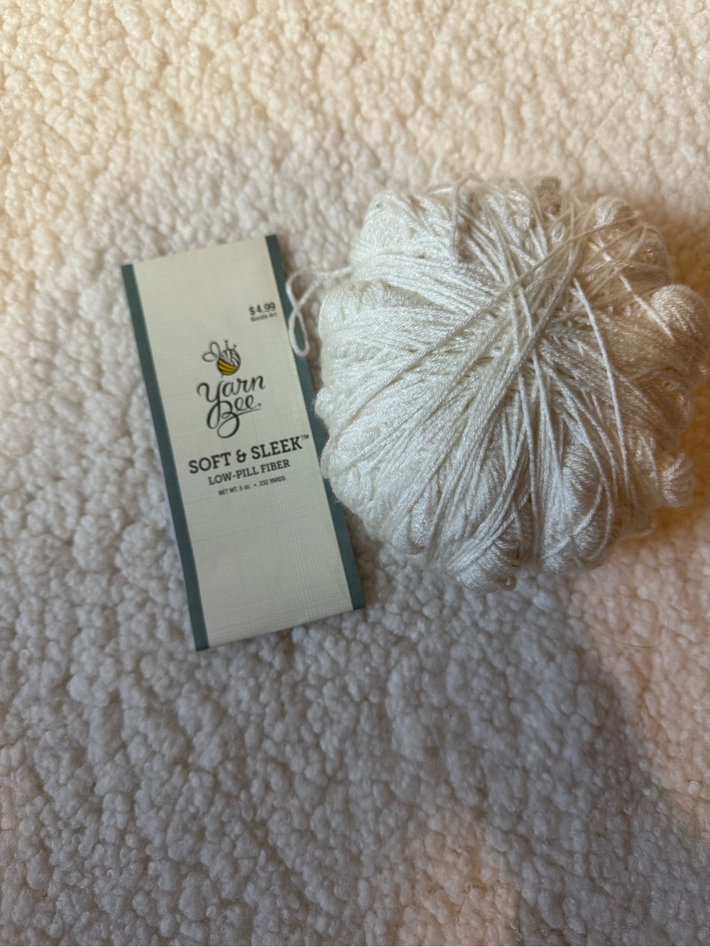 4.09 oz Yarn Bee Soft and Sleek Ivory